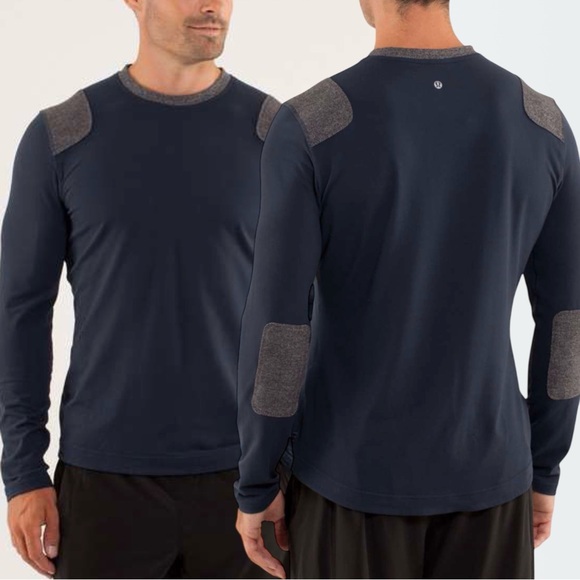 lululemon athletica Other - Lululemon Sprint Long Sleeve Shoulder Elbow Patches Ventilated Black Iris Blue